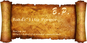 Bakálity Pongor névjegykártya